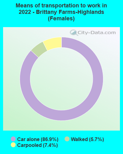 Means of transportation to work in 2022 - Brittany Farms-Highlands (Females)