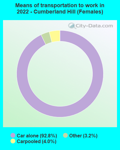 Means of transportation to work in 2022 - Cumberland Hill (Females)