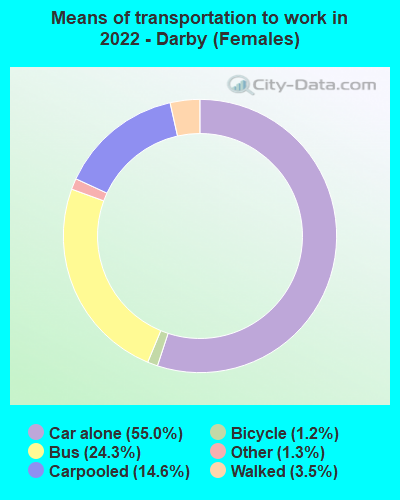 Means of transportation to work in 2022 - Darby (Females)