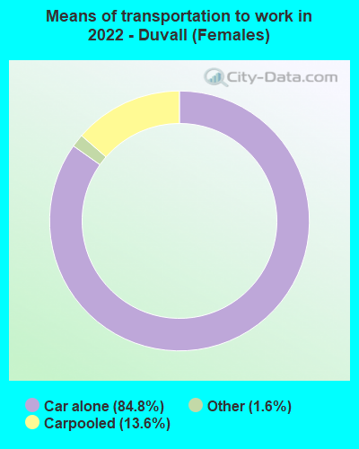 Means of transportation to work in 2022 - Duvall (Females)