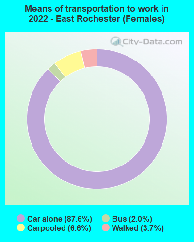 Means of transportation to work in 2022 - East Rochester (Females)