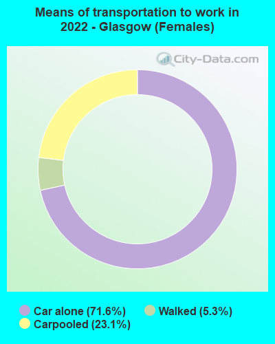 Means of transportation to work in 2022 - Glasgow (Females)