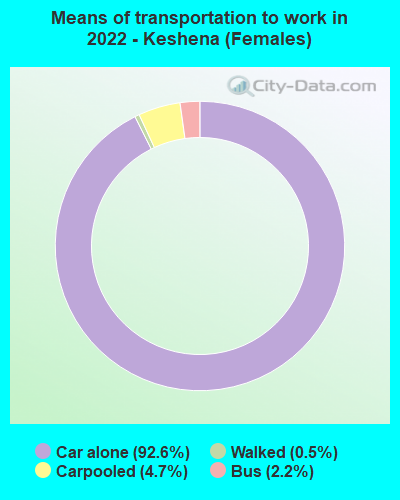 Means of transportation to work in 2022 - Keshena (Females)