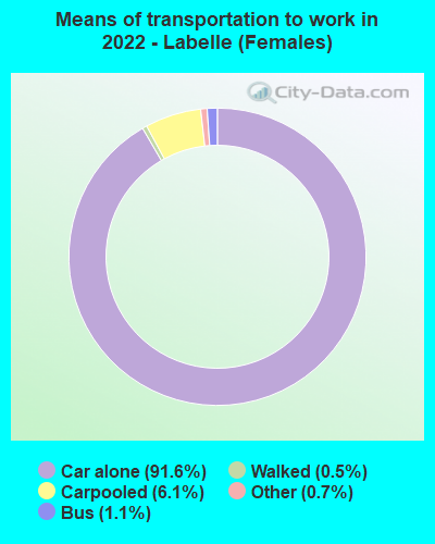 Means of transportation to work in 2022 - Labelle (Females)