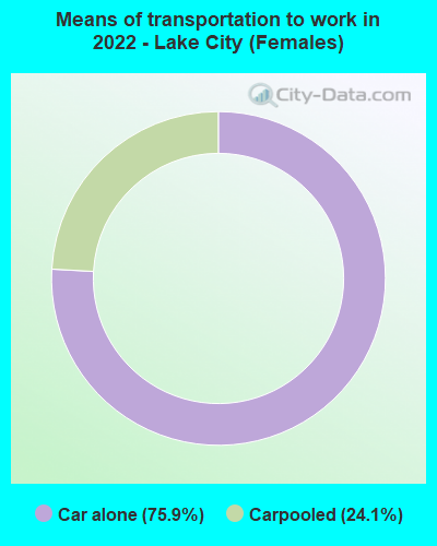 Means of transportation to work in 2022 - Lake City (Females)