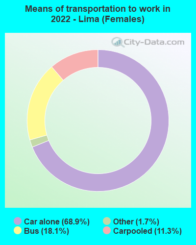 Means of transportation to work in 2022 - Lima (Females)