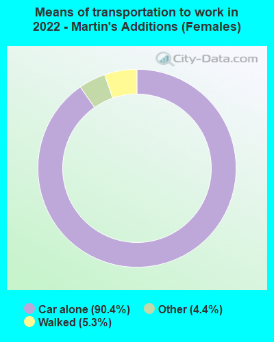 Means of transportation to work in 2022 - Martin's Additions (Females)