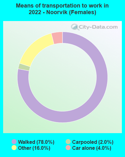 Means of transportation to work in 2022 - Noorvik (Females)