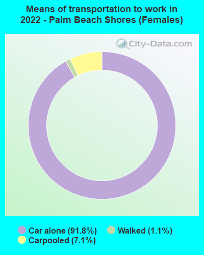 Means of transportation to work in 2022 - Palm Beach Shores (Females)