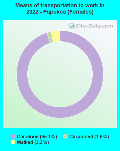 Means of transportation to work in 2022 - Pupukea (Females)