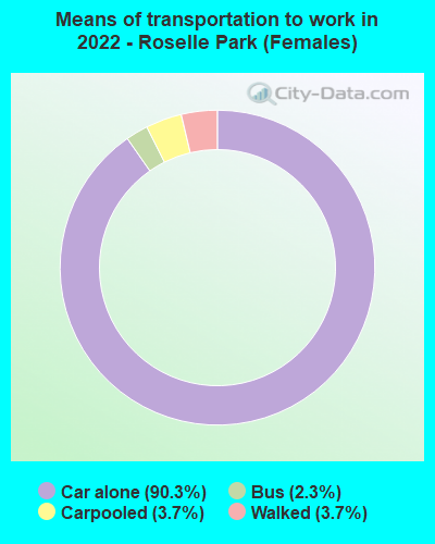 Means of transportation to work in 2022 - Roselle Park (Females)