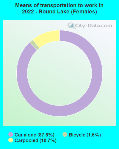 Means of transportation to work in 2022 - Round Lake (Females)