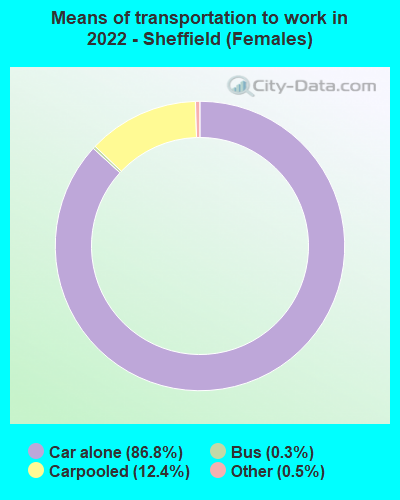 Means of transportation to work in 2022 - Sheffield (Females)