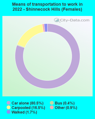 Means of transportation to work in 2022 - Shinnecock Hills (Females)