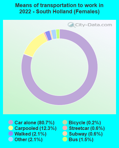 Means of transportation to work in 2022 - South Holland (Females)