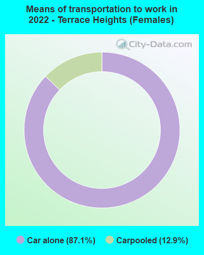 Means of transportation to work in 2022 - Terrace Heights (Females)