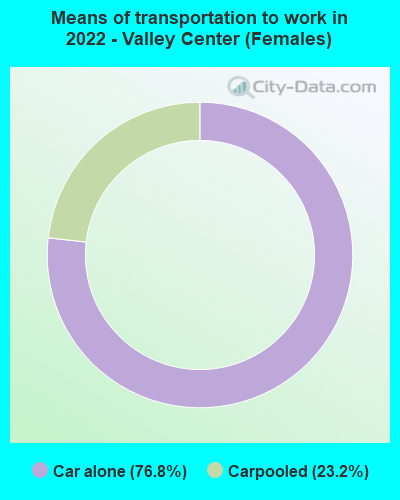 Means of transportation to work in 2022 - Valley Center (Females)