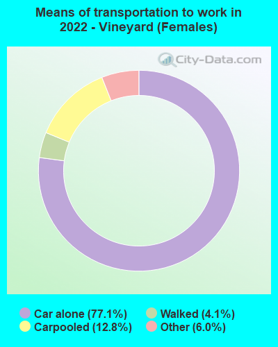 Means of transportation to work in 2022 - Vineyard (Females)