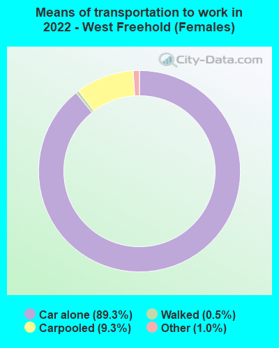 Means of transportation to work in 2022 - West Freehold (Females)