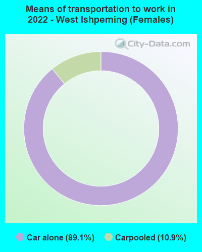 Means of transportation to work in 2022 - West Ishpeming (Females)