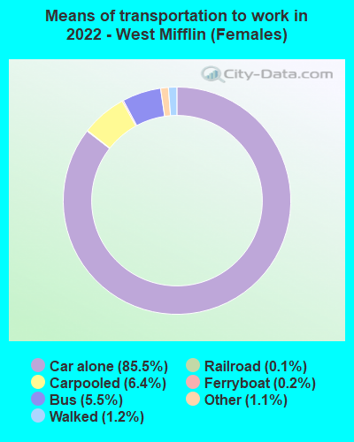 Means of transportation to work in 2022 - West Mifflin (Females)