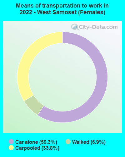 Means of transportation to work in 2022 - West Samoset (Females)