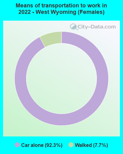 Means of transportation to work in 2022 - West Wyoming (Females)