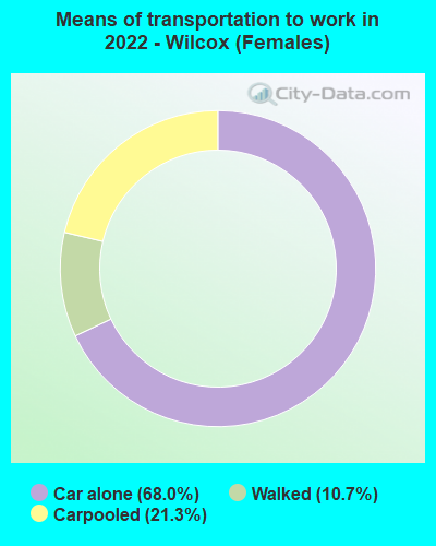 Means of transportation to work in 2022 - Wilcox (Females)