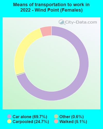 Means of transportation to work in 2022 - Wind Point (Females)