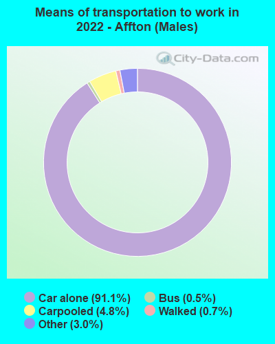 Means of transportation to work in 2022 - Affton (Males)
