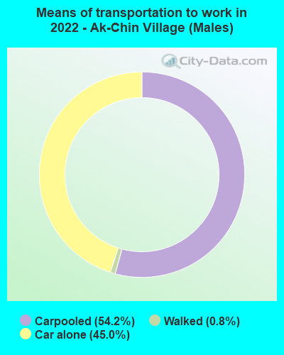 Means of transportation to work in 2022 - Ak-Chin Village (Males)