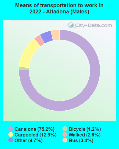Means of transportation to work in 2022 - Altadena (Males)