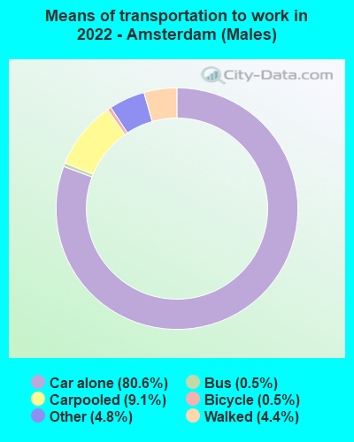 Means of transportation to work in 2022 - Amsterdam (Males)