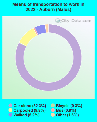 Means of transportation to work in 2022 - Auburn (Males)