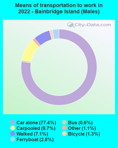 Means of transportation to work in 2022 - Bainbridge Island (Males)