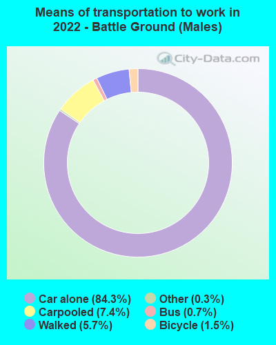 Means of transportation to work in 2022 - Battle Ground (Males)