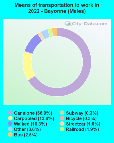 Means of transportation to work in 2022 - Bayonne (Males)