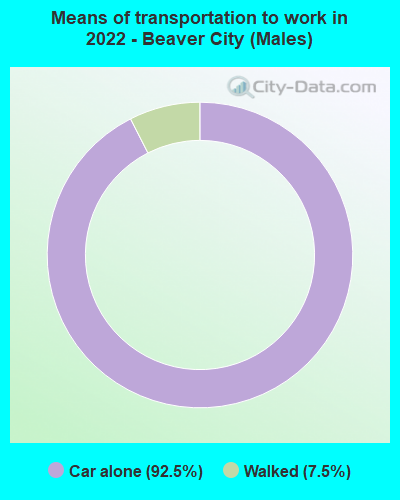 Means of transportation to work in 2022 - Beaver City (Males)