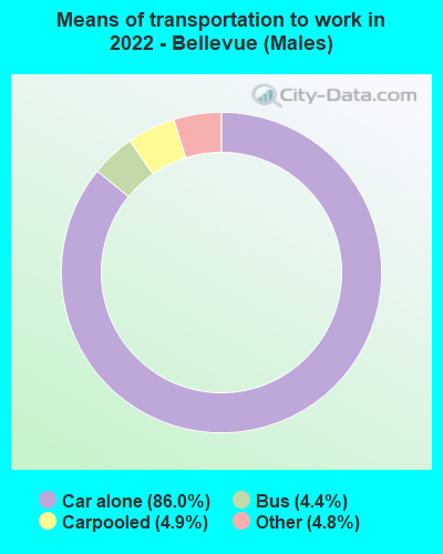 Means of transportation to work in 2022 - Bellevue (Males)