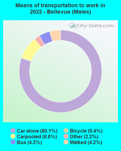 Means of transportation to work in 2022 - Bellevue (Males)