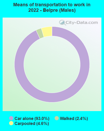 Means of transportation to work in 2022 - Belpre (Males)