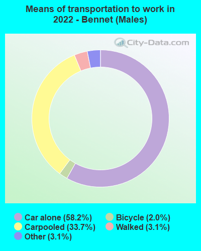 Means of transportation to work in 2022 - Bennet (Males)