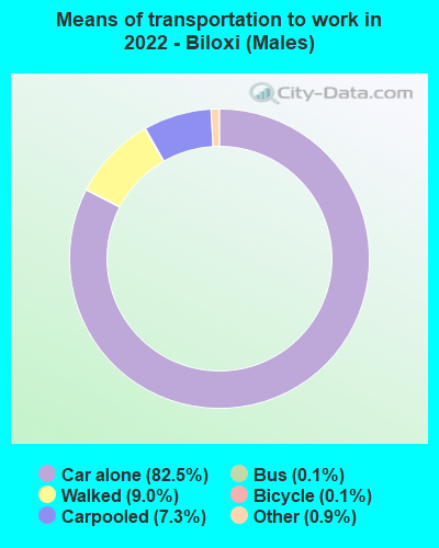Means of transportation to work in 2022 - Biloxi (Males)