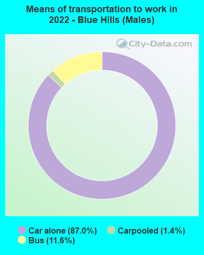 Means of transportation to work in 2022 - Blue Hills (Males)