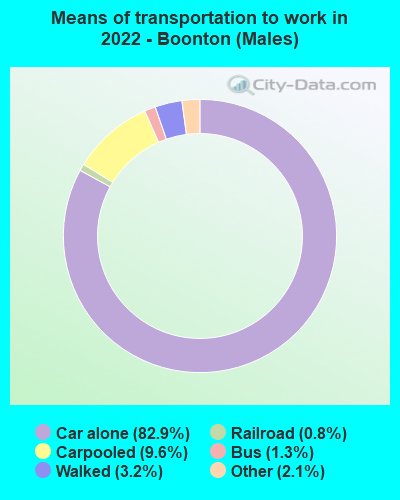 Means of transportation to work in 2022 - Boonton (Males)