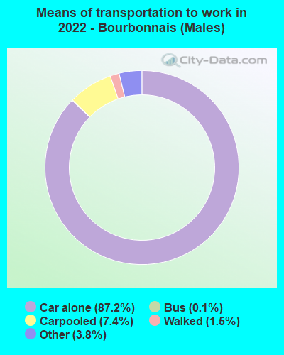 Means of transportation to work in 2022 - Bourbonnais (Males)