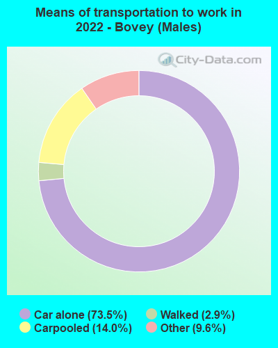 Means of transportation to work in 2022 - Bovey (Males)