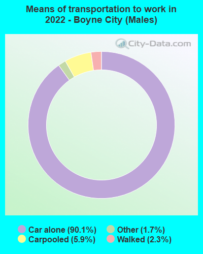 Means of transportation to work in 2022 - Boyne City (Males)