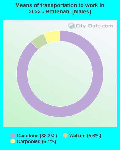 Means of transportation to work in 2022 - Bratenahl (Males)