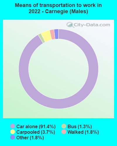 Means of transportation to work in 2022 - Carnegie (Males)